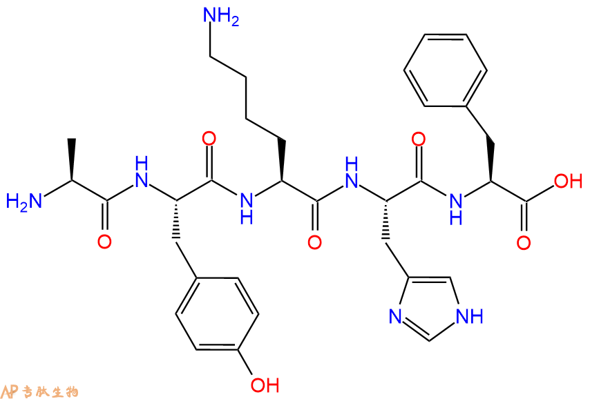 专肽生物产品H2N-Ala-Tyr-Lys-His-Phe-OH