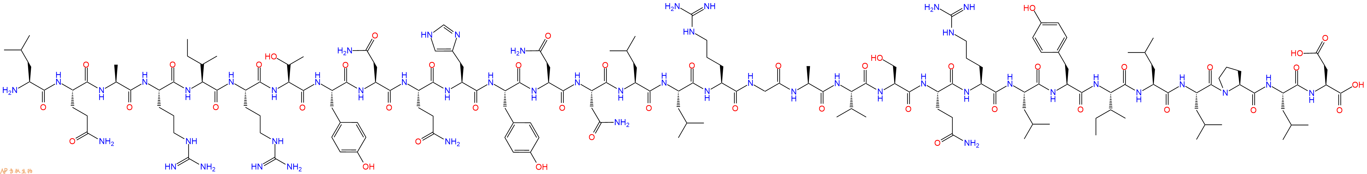 专肽生物产品H2N-Leu-Gln-Ala-Arg-Ile-Arg-Thr-Tyr-Asn-Gln-His-Tyr-Asn-Asn-Leu-Leu-Arg-Gly-Ala-Val-Ser-Gln-Arg-Leu-Tyr-Ile-Leu-Leu-Pro-Leu-Asp-OH