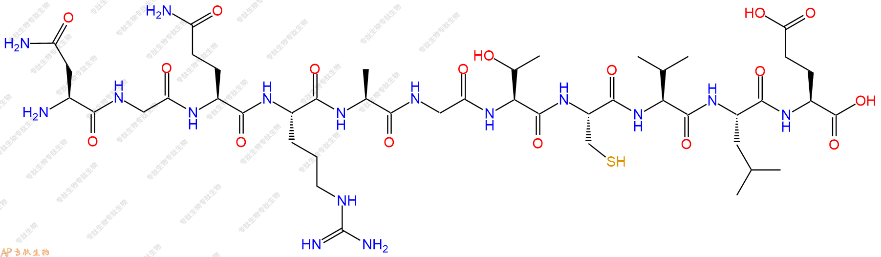专肽生物产品H2N-Asn-Gly-Gln-Arg-Ala-Gly-Thr-Cys-Val-Leu-Glu-OH