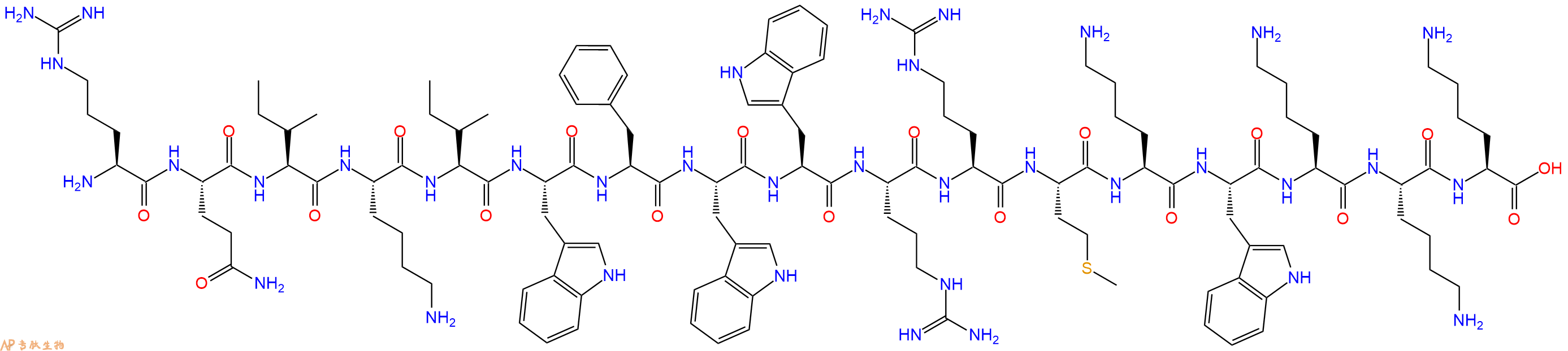 专肽生物产品H2N-Arg-Gln-Ile-Lys-Ile-Trp-Phe-Trp-Trp-Arg-Arg-Met-Lys-Trp-Lys-Lys-Lys-OH