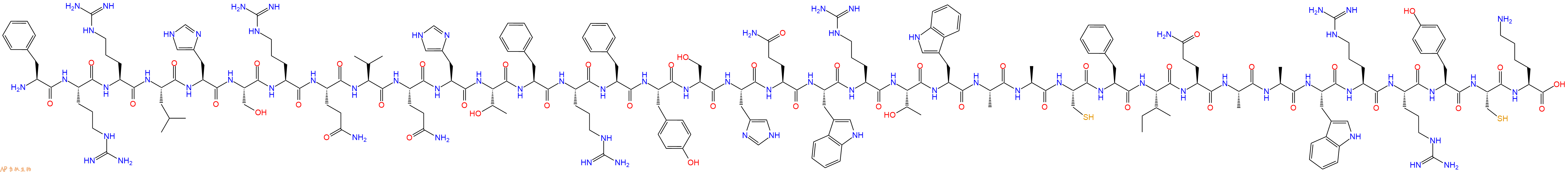 专肽生物产品H2N-Phe-Arg-Arg-Leu-His-Ser-Arg-Gln-Val-Gln-His-Thr-Phe-Arg-Phe-Tyr-Ser-His-Gln-Trp-Arg-Thr-Trp-Ala-Ala-Cys-Phe-Ile-Gln-Ala-Ala-Trp-Arg-Arg-Tyr-Cys-Lys-OH