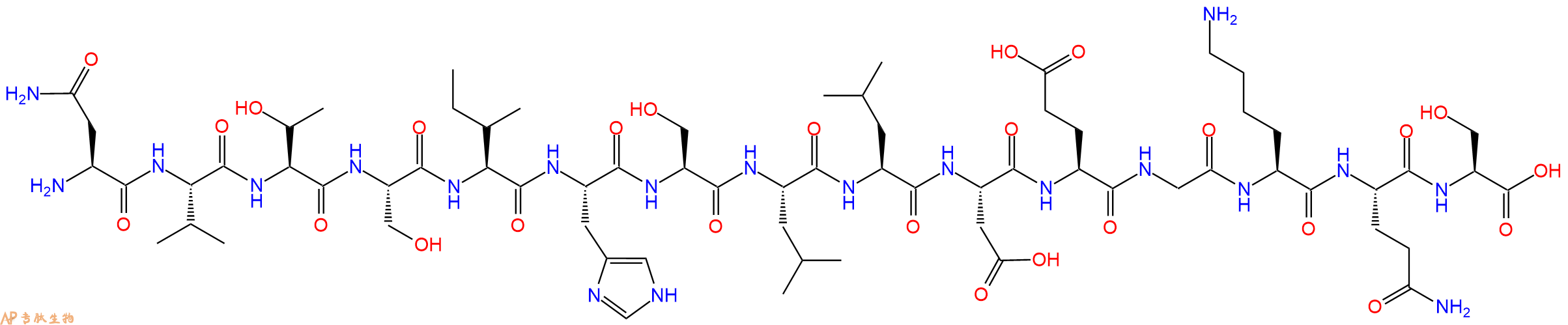 专肽生物产品H2N-Asn-Val-Thr-Ser-Ile-His-Ser-Leu-Leu-Asp-Glu-Gly-Lys-Gln-Ser-OH