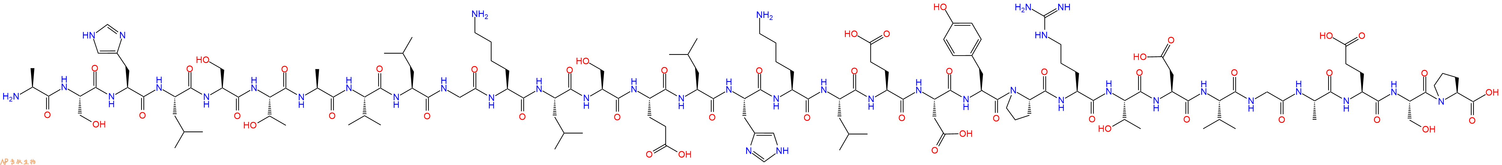 专肽生物产品H2N-Ala-Ser-His-Leu-Ser-Thr-Ala-Val-Leu-Gly-Lys-Leu-Ser-Glu-Leu-His-Lys-Leu-Glu-Asp-Tyr-Pro-Arg-Thr-Asp-Val-Gly-Ala-Glu-Ser-Pro-OH