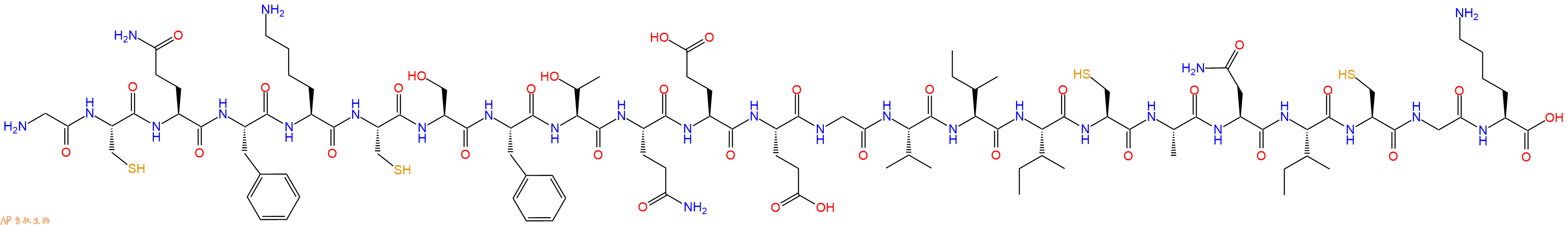 专肽生物产品H2N-Gly-Cys-Gln-Phe-Lys-Cys-Ser-Phe-Thr-Gln-Glu-Glu-Gly-Val-Ile-Ile-Cys-Ala-Asn-Ile-Cys-Gly-Lys-OH