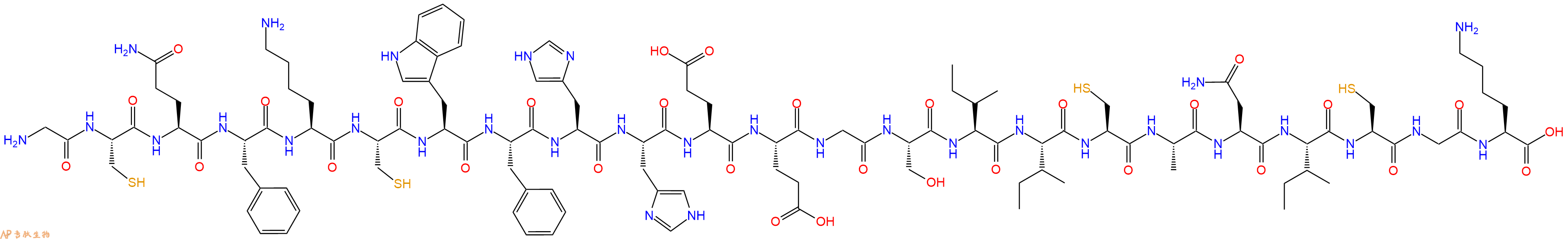 专肽生物产品H2N-Gly-Cys-Gln-Phe-Lys-Cys-Trp-Phe-His-His-Glu-Glu-Gly-Ser-Ile-Ile-Cys-Ala-Asn-Ile-Cys-Gly-Lys-OH