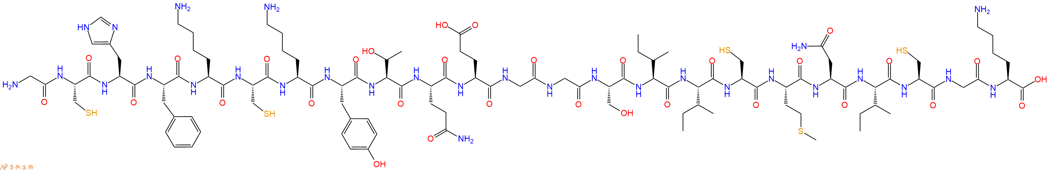 专肽生物产品H2N-Gly-Cys-His-Phe-Lys-Cys-Lys-Tyr-Thr-Gln-Glu-Gly-Gly-Ser-Ile-Ile-Cys-Met-Asn-Ile-Cys-Gly-Lys-OH