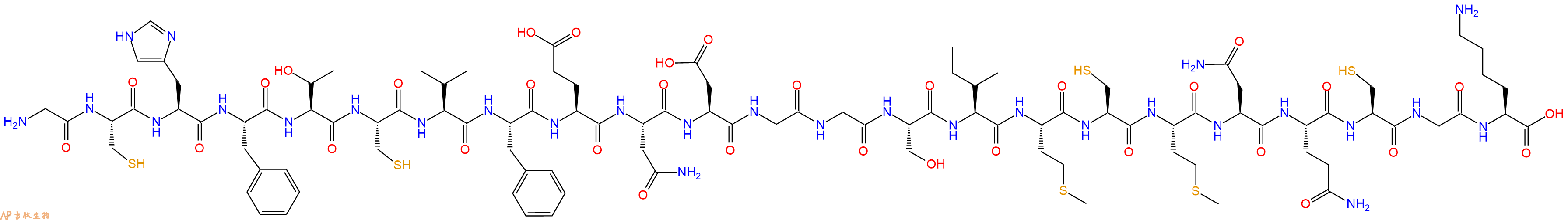 专肽生物产品H2N-Gly-Cys-His-Phe-Thr-Cys-Val-Phe-Glu-Asn-Asp-Gly-Gly-Ser-Ile-Met-Cys-Met-Asn-Gln-Cys-Gly-Lys-OH