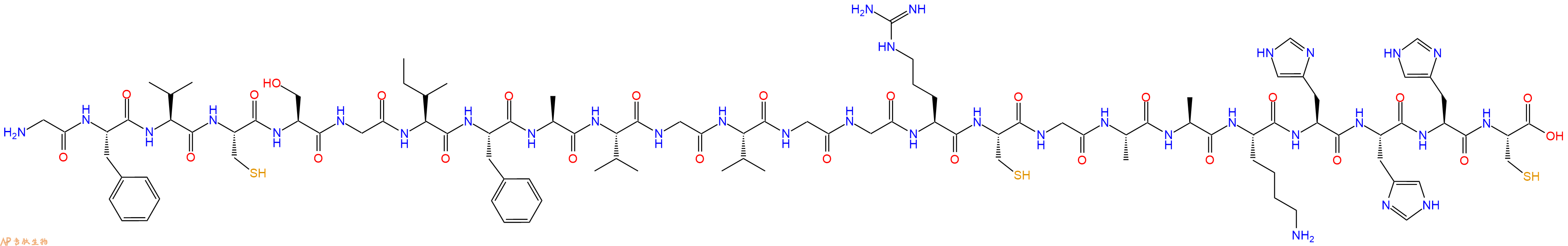 专肽生物产品H2N-Gly-Phe-Val-Cys-Ser-Gly-Ile-Phe-Ala-Val-Gly-Val-Gly-Gly-Arg-Cys-Gly-Ala-Ala-Lys-His-His-His-Cys-OH
