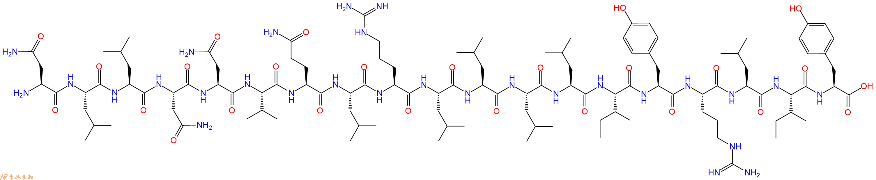 专肽生物产品H2N-Asn-Leu-Leu-Asn-Asn-Val-Gln-Leu-Arg-Leu-Leu-Leu-Leu-Ile-Tyr-Arg-Leu-Ile-Tyr-OH