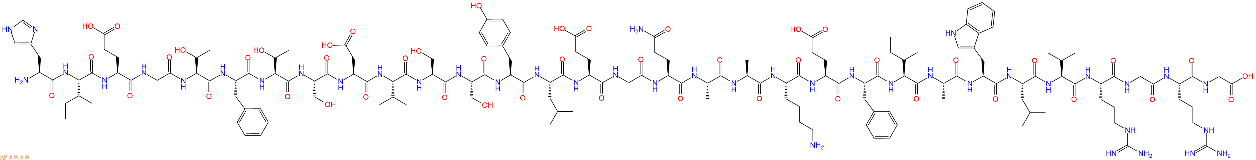 专肽生物产品H2N-His-Ile-Glu-Gly-Thr-Phe-Thr-Ser-Asp-Val-Ser-Ser-Tyr-Leu-Glu-Gly-Gln-Ala-Ala-Lys-Glu-Phe-Ile-Ala-Trp-Leu-Val-Arg-Gly-Arg-Gly-OH