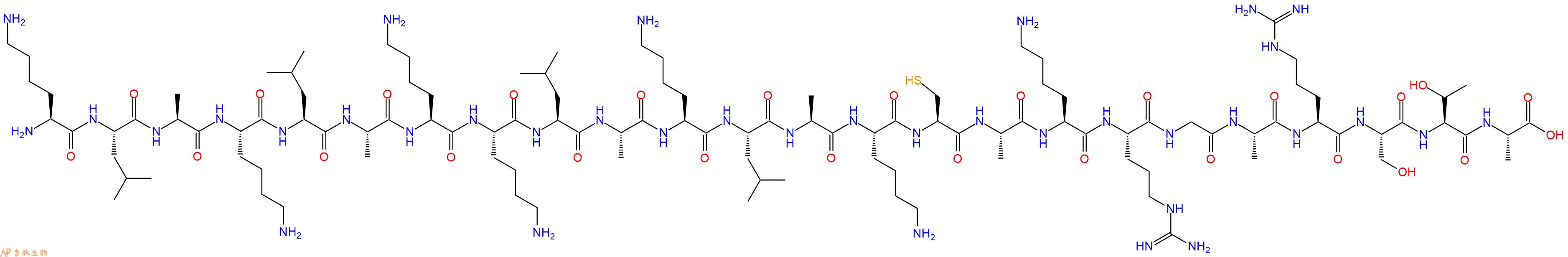 专肽生物产品H2N-Lys-Leu-Ala-Lys-Leu-Ala-Lys-Lys-Leu-Ala-Lys-Leu-Ala-Lys-Cys-Ala-Lys-Arg-Gly-Ala-Arg-Ser-Thr-Ala-OH