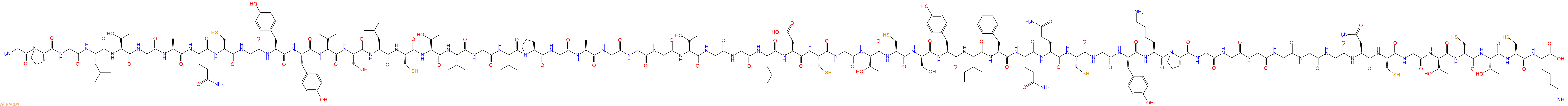 专肽生物产品H2N-Gly-Pro-Gly-Leu-Thr-Ala-Ala-Gln-Cys-Ala-Tyr-Tyr-Ile-Ser-Leu-Cys-Thr-Val-Gly-Ile-Pro-Gly-Ala-Gly-Gly-Gly-Thr-Gly-Gly-Leu-Asp-Cys-Gly-Thr-Cys-Ser-Tyr-Ile-Phe-Gln-Gln-Cys-Gly-Tyr-Lys-Pro-Gly-Gly-Gly-Gly-Gly-Gly-Asn-Cys-Gly-Thr-Cys-Thr-Cys-Lys-OH