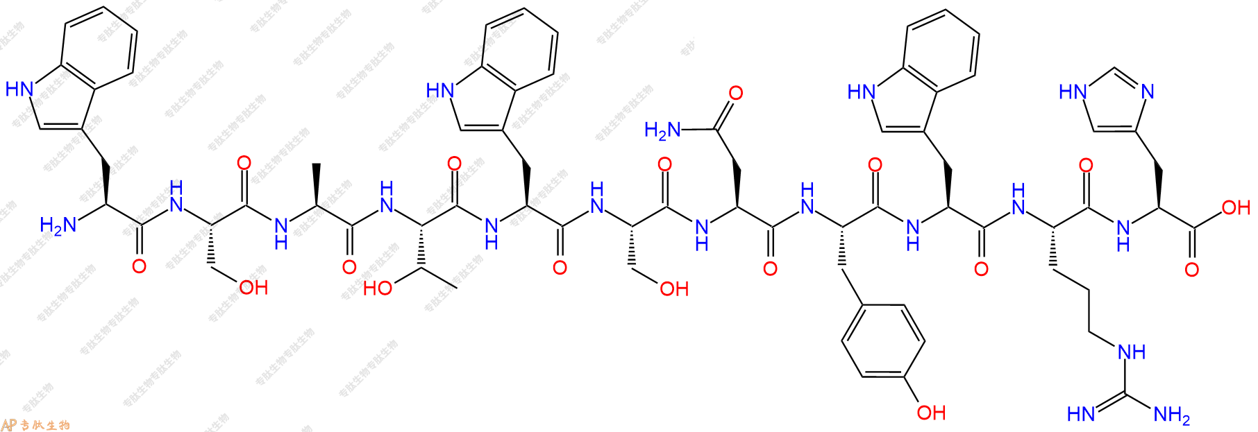 专肽生物产品H2N-Trp-Ser-Ala-Thr-Trp-Ser-Asn-Tyr-Trp-Arg-His-OH