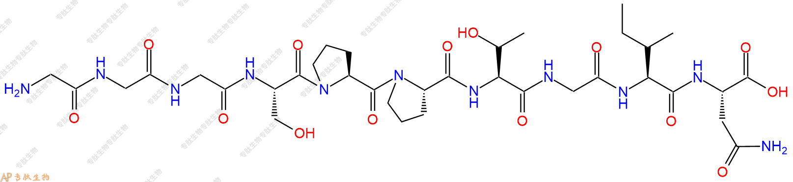 专肽生物产品H2N-Gly-Gly-Gly-Ser-Pro-Pro-Thr-Gly-Ile-Asn-OH