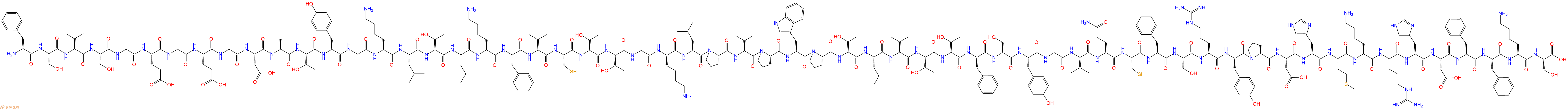 专肽生物产品H2N-Phe-Ser-Val-Ser-Gly-Glu-Gly-Glu-Gly-Asp-Ala-Thr-Tyr-Gly-Lys-Leu-Thr-Leu-Lys-Phe-Ile-Cys-Thr-Thr-Gly-Lys-Leu-Pro-Val-Pro-Trp-Pro-Thr-Leu-Val-Thr-Thr-Phe-Ser-Tyr-Gly-Val-Gln-Cys-Phe-Ser-Arg-Tyr-Pro-Asp-His-Met-Lys-Arg-His-Asp-Phe-Phe-Lys-Ser-OH
