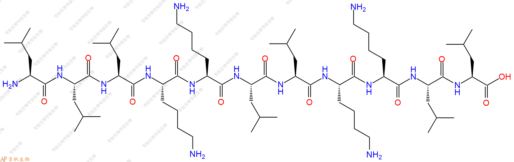 专肽生物产品H2N-Leu-Leu-Leu-Lys-Lys-Leu-Leu-Lys-Lys-Leu-Leu-OH
