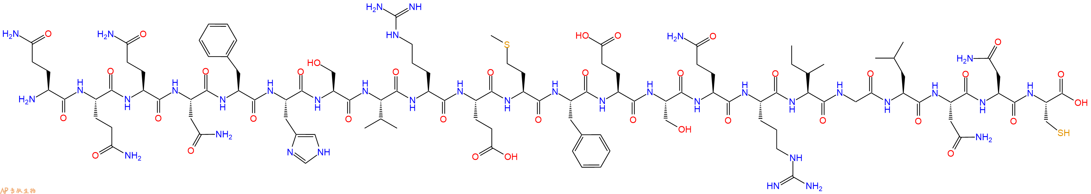 专肽生物产品H2N-Gln-Gln-Gln-Asn-Phe-His-Ser-Val-Arg-Glu-Met-Phe-Glu-Ser-Gln-Arg-Ile-Gly-Leu-Asn-Asn-Cys-OH