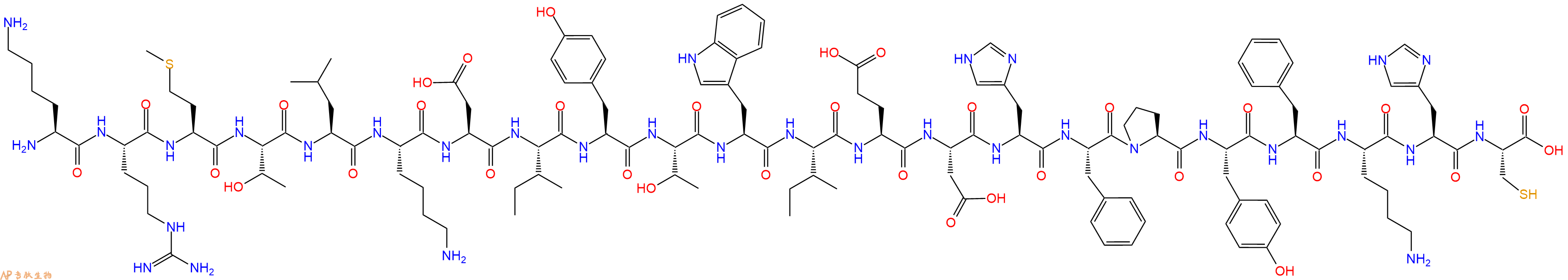 专肽生物产品H2N-Lys-Arg-Met-Thr-Leu-Lys-Asp-Ile-Tyr-Thr-Trp-Ile-Glu-Asp-His-Phe-Pro-Tyr-Phe-Lys-His-Cys-OH