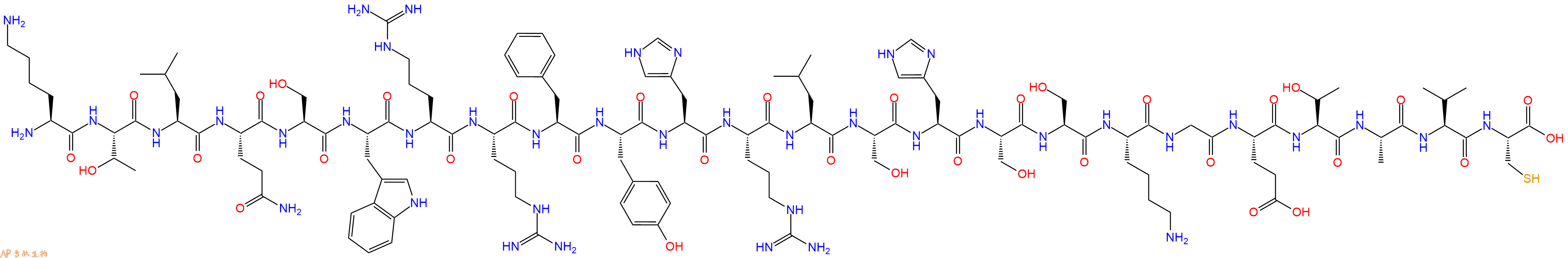 专肽生物产品H2N-Lys-Thr-Leu-Gln-Ser-Trp-Arg-Arg-Phe-Tyr-His-Arg-Leu-Ser-His-Ser-Ser-Lys-Gly-Glu-Thr-Ala-Val-Cys-OH