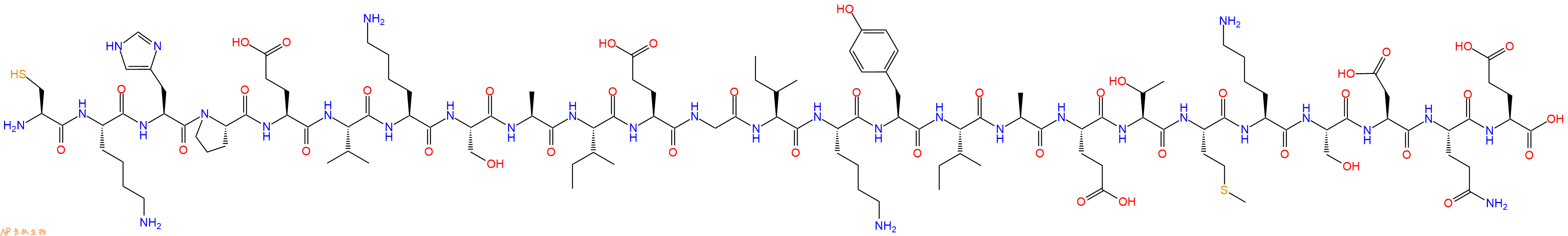 专肽生物产品H2N-Cys-Lys-His-Pro-Glu-Val-Lys-Ser-Ala-Ile-Glu-Gly-Ile-Lys-Tyr-Ile-Ala-Glu-Thr-Met-Lys-Ser-Asp-Gln-Glu-OH