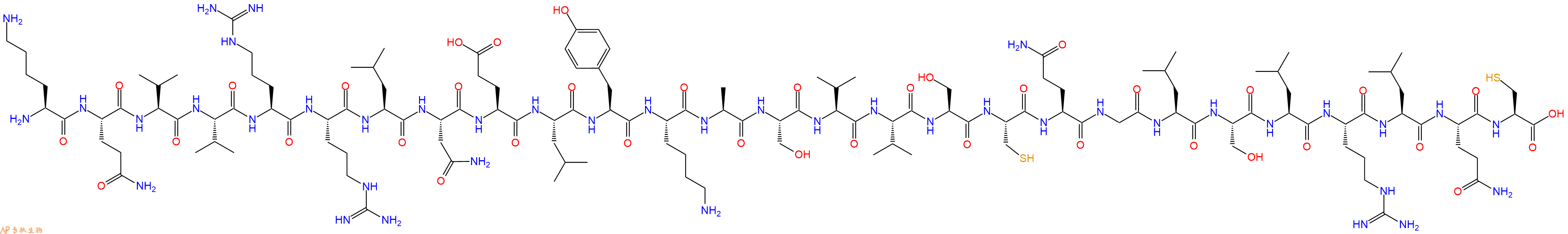 专肽生物产品H2N-Lys-Gln-Val-Val-Arg-Arg-Leu-Asn-Glu-Leu-Tyr-Lys-Ala-Ser-Val-Val-Ser-Cys-Gln-Gly-Leu-Ser-Leu-Arg-Leu-Gln-Cys-OH
