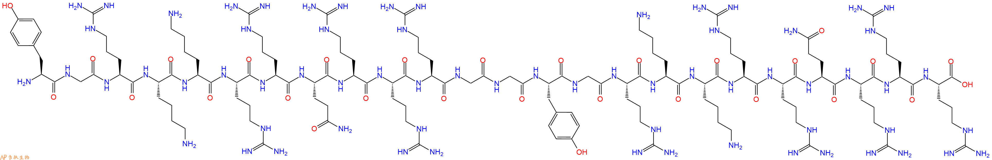 专肽生物产品H2N-Tyr-Gly-Arg-Lys-Lys-Arg-Arg-Gln-Arg-Arg-Arg-Gly-Gly-Tyr-Gly-Arg-Lys-Lys-Arg-Arg-Gln-Arg-Arg-Arg-OH