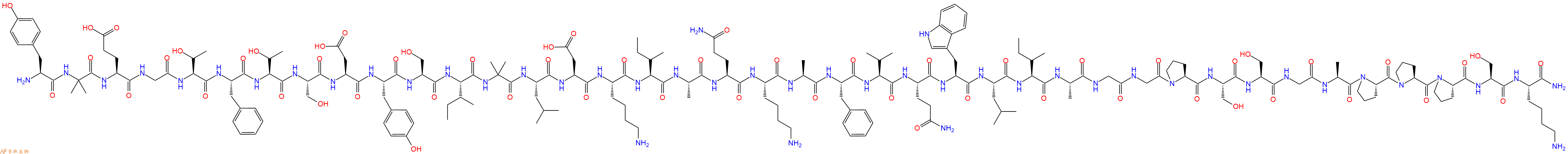 专肽生物产品H2N-Tyr-Aib-Glu-Gly-Thr-Phe-Thr-Ser-Asp-Tyr-Ser-Ile-Aib-Leu-Asp-Lys-Ile-Ala-Gln-Lys-Ala-Phe-Val-Gln-Trp-Leu-Ile-Ala-Gly-Gly-Pro-Ser-Ser-Gly-Ala-Pro-Pro-Pro-Ser-Lys-NH2