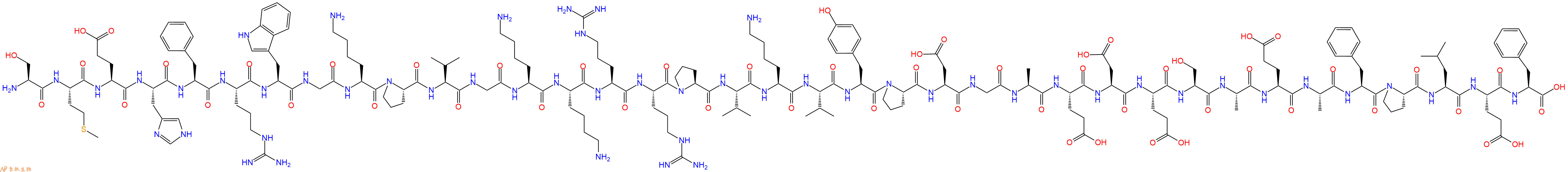 专肽生物产品H2N-Ser-Met-Glu-His-Phe-Arg-Trp-Gly-Lys-Pro-Val-Gly-Lys-Lys-Arg-Arg-Pro-Val-Lys-Val-Tyr-Pro-Asp-Gly-Ala-Glu-Asp-Glu-Ser-Ala-Glu-Ala-Phe-Pro-Leu-Glu-Phe-OH
