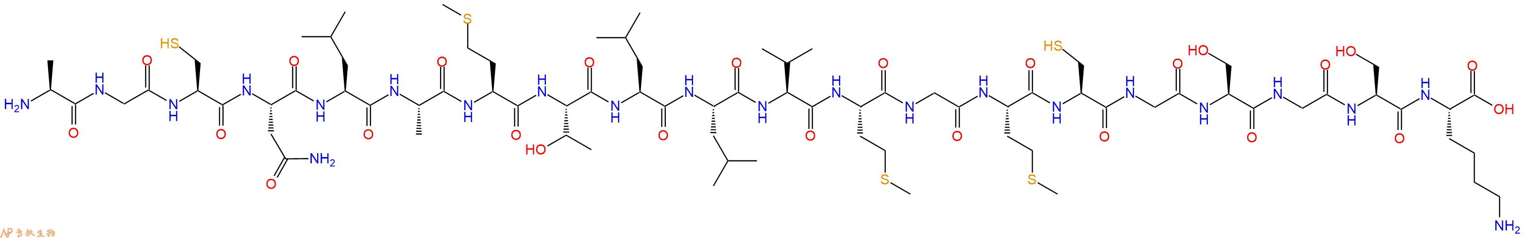 专肽生物产品H2N-Ala-Gly-Cys-Asn-Leu-Ala-Met-Thr-Leu-Leu-Val-Met-Gly-Met-Cys-Gly-Ser-Gly-Ser-Lys-OH