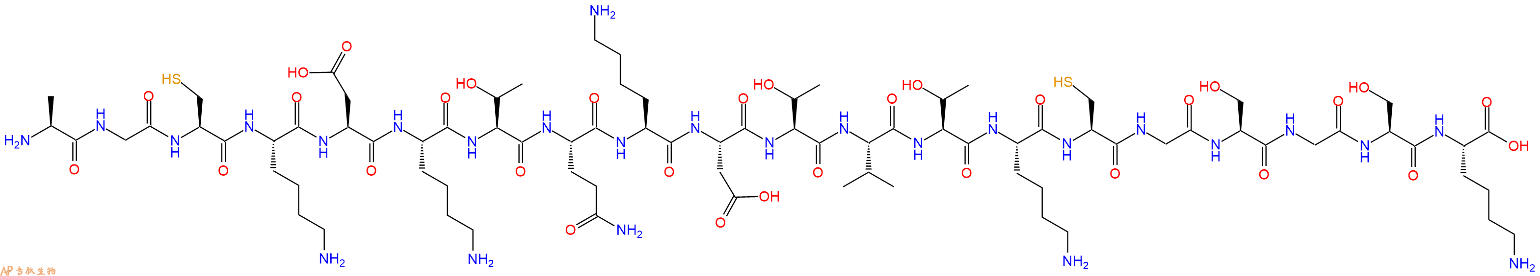 专肽生物产品H2N-Ala-Gly-Cys-Lys-Asp-Lys-Thr-Gln-Lys-Asp-Thr-Val-Thr-Lys-Cys-Gly-Ser-Gly-Ser-Lys-OH