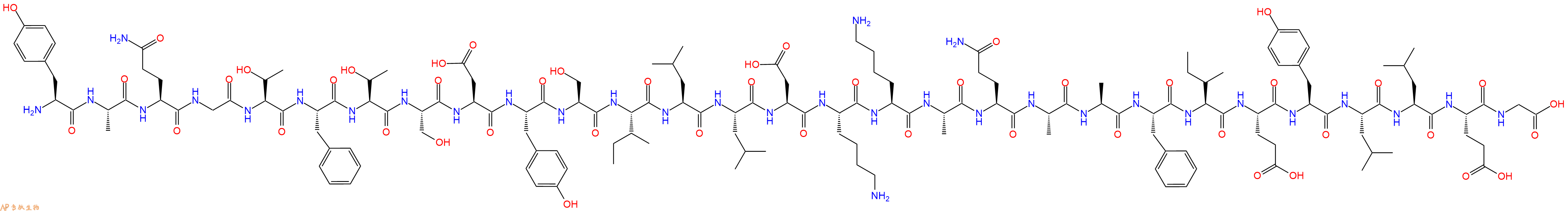 专肽生物产品H2N-Tyr-Ala-Gln-Gly-Thr-Phe-Thr-Ser-Asp-Tyr-Ser-Ile-Leu-Leu-Asp-Lys-Lys-Ala-Gln-Ala-Ala-Phe-Ile-Glu-Tyr-Leu-Leu-Glu-Gly-OH
