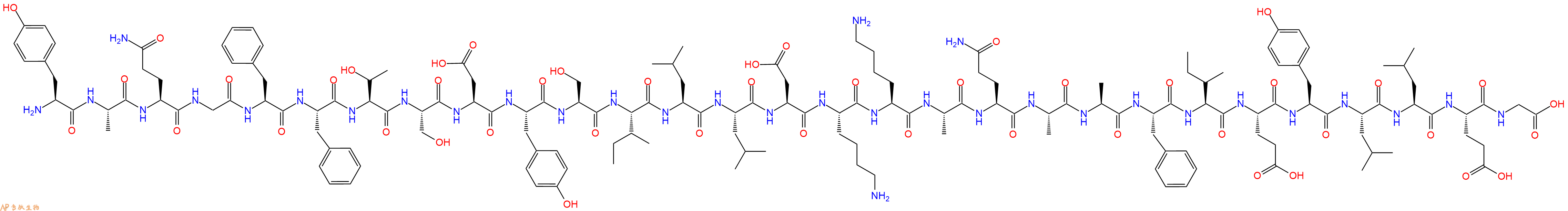 专肽生物产品H2N-Tyr-Ala-Gln-Gly-Phe-Phe-Thr-Ser-Asp-Tyr-Ser-Ile-Leu-Leu-Asp-Lys-Lys-Ala-Gln-Ala-Ala-Phe-Ile-Glu-Tyr-Leu-Leu-Glu-Gly-OH