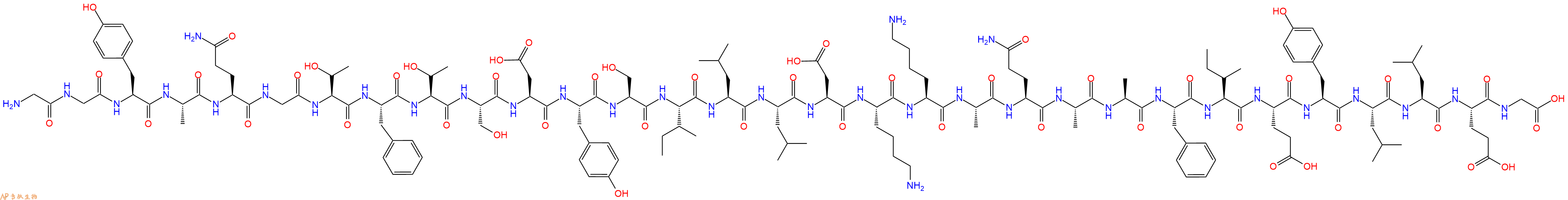 专肽生物产品H2N-Gly-Gly-Tyr-Ala-Gln-Gly-Thr-Phe-Thr-Ser-Asp-Tyr-Ser-Ile-Leu-Leu-Asp-Lys-Lys-Ala-Gln-Ala-Ala-Phe-Ile-Glu-Tyr-Leu-Leu-Glu-Gly-OH