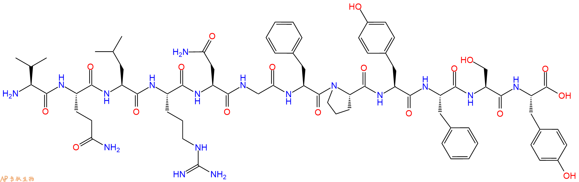 专肽生物产品H2N-Val-Gln-Leu-Arg-Asn-Gly-Phe-Pro-Tyr-Phe-Ser-Tyr-OH