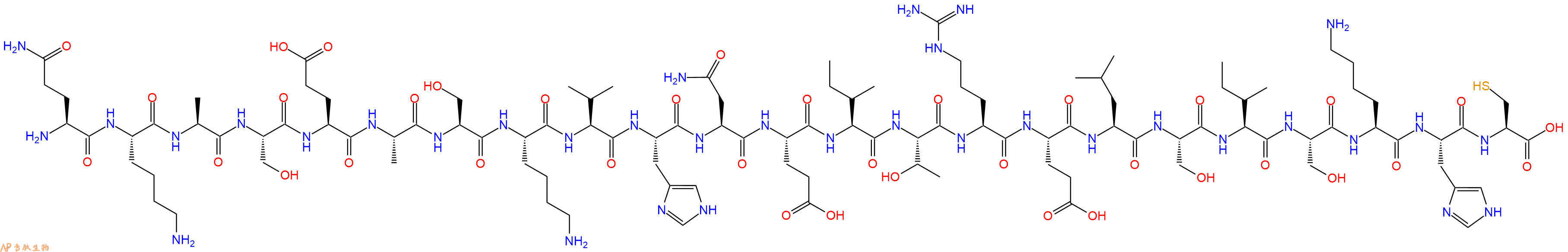 专肽生物产品H2N-Gln-Lys-Ala-Ser-Glu-Ala-Ser-Lys-Val-His-Asn-Glu-Ile-Thr-Arg-Glu-Leu-Ser-Ile-Ser-Lys-His-Cys-OH