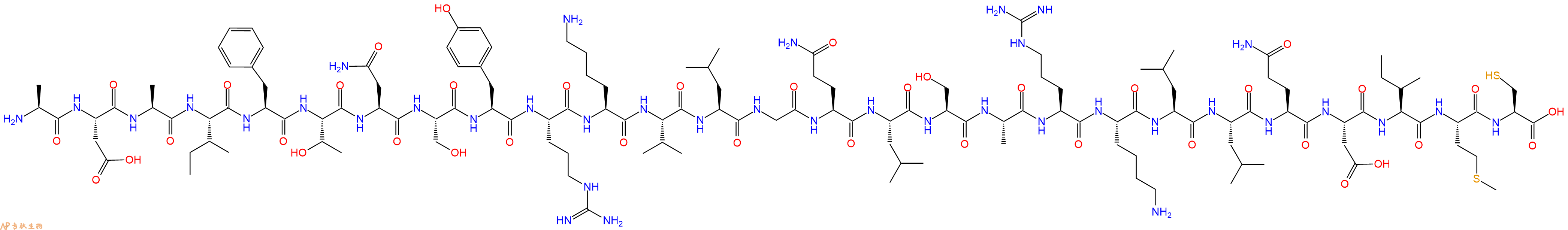 专肽生物产品H2N-Ala-Asp-Ala-Ile-Phe-Thr-Asn-Ser-Tyr-Arg-Lys-Val-Leu-Gly-Gln-Leu-Ser-Ala-Arg-Lys-Leu-Leu-Gln-Asp-Ile-Met-Cys-OH