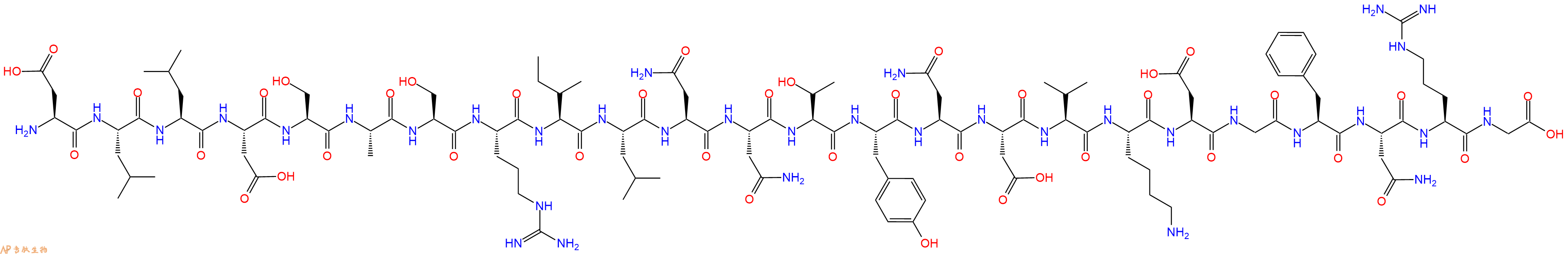 专肽生物产品H2N-Asp-Leu-Leu-Asp-Ser-Ala-Ser-Arg-Ile-Leu-Asn-Asn-Thr-Tyr-Asn-Asp-Val-Lys-Asp-Gly-Phe-Asn-Arg-Gly-OH