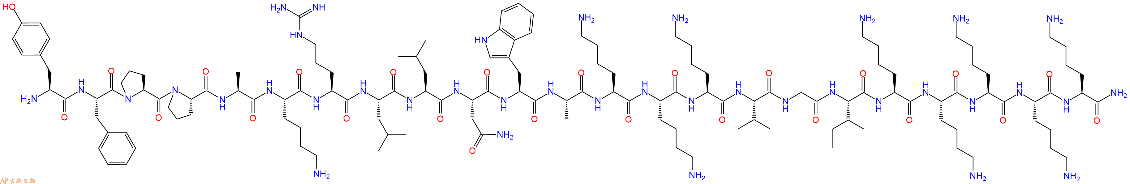 专肽生物产品H2N-Tyr-Phe-Pro-Pro-Ala-Lys-Arg-Leu-Leu-Asn-Trp-Ala-Lys-Lys-Lys-Val-Gly-Ile-Lys-Lys-Lys-Lys-Lys-NH2