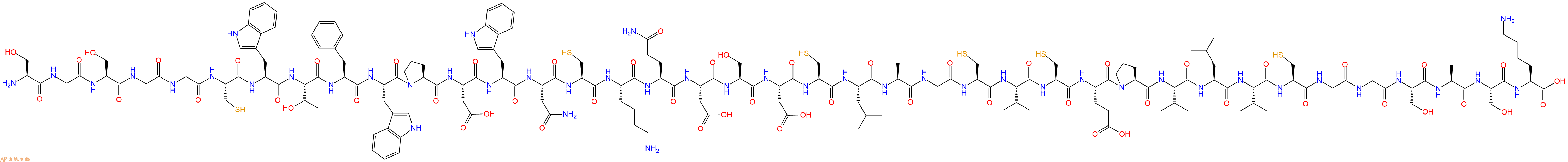 专肽生物产品H2N-Ser-Gly-Ser-Gly-Gly-Cys-Trp-Thr-Phe-Trp-Pro-Asp-Trp-Asn-Cys-Lys-Gln-Asp-Ser-Asp-Cys-Leu-Ala-Gly-Cys-Val-Cys-Glu-Pro-Val-Leu-Val-Cys-Gly-Gly-Ser-Ala-Ser-Lys-OH