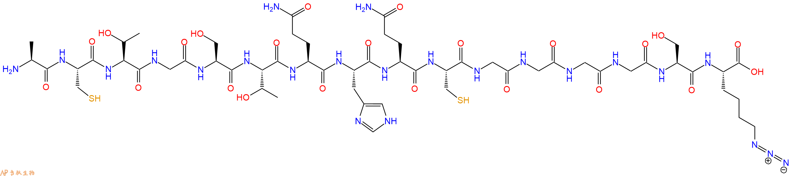 专肽生物产品H2N-Ala-Cys-Thr-Gly-Ser-Thr-Gln-His-Gln-Cys-Gly-Gly-Gly-Gly-Ser-Lys(N3)-OH