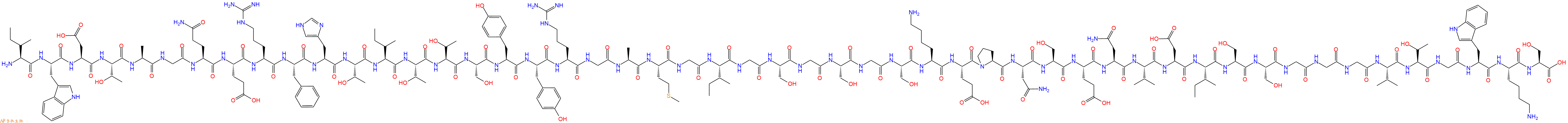 专肽生物产品H2N-Ile-Trp-Asp-Thr-Ala-Gly-Gln-Glu-Arg-Phe-His-Thr-Ile-Thr-Thr-Ser-Tyr-Tyr-Arg-Gly-Ala-Met-Gly-Ile-Gly-Ser-Gly-Ser-Gly-Ser-Lys-Glu-Pro-Asn-Ser-Glu-Asn-Val-Asp-Ile-Ser-Ser-Gly-Gly-Gly-Val-Thr-Gly-Trp-Lys-Ser-OH