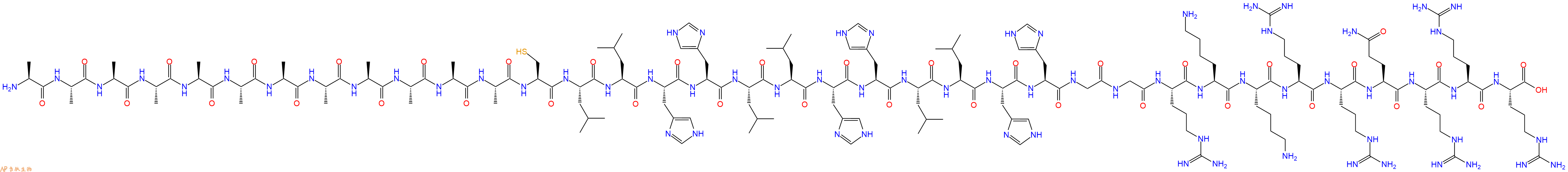 专肽生物产品H2N-Ala-Ala-Ala-Ala-Ala-Ala-Ala-Ala-Ala-Ala-Ala-Ala-Cys-Leu-Leu-His-His-Leu-Leu-His-His-Leu-Leu-His-His-Gly-Gly-Arg-Lys-Lys-Arg-Arg-Gln-Arg-Arg-Arg-OH