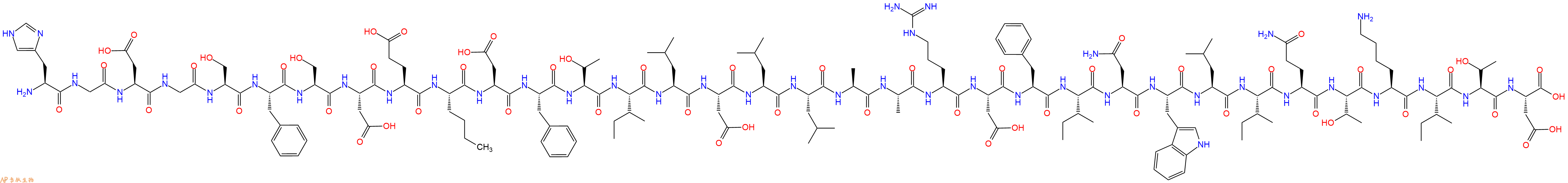 专肽生物产品H2N-His-Gly-Asp-Gly-Ser-Phe-Ser-Asp-Glu-Nle-Asp-Phe-Thr-Ile-Leu-Asp-Leu-Leu-Ala-Ala-Arg-Asp-Phe-Ile-Asn-Trp-Leu-Ile-Gln-Thr-Lys-Ile-Thr-Asp-OH