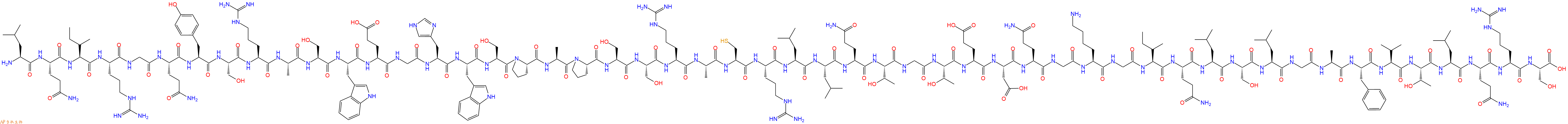 专肽生物产品H2N-Leu-Gln-Ile-Arg-Gly-Gln-Tyr-Ser-Arg-Ala-Ser-Trp-Glu-Gly-His-Trp-Ser-Pro-Ala-Pro-Ser-Ser-Arg-Ala-Cys-Arg-Leu-Leu-Gln-Thr-Gly-Thr-Glu-Asp-Gln-Gly-Lys-Gly-Ile-Gln-Leu-Ser-Leu-Gly-Ala-Phe-Val-Thr-Leu-Gln-Arg-Ser-OH