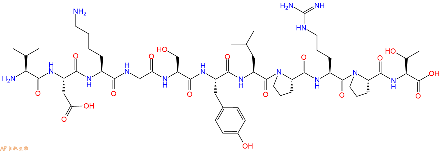 专肽生物产品H2N-Val-Asp-Lys-Gly-Ser-Tyr-Leu-Pro-Arg-Pro-Thr-OH