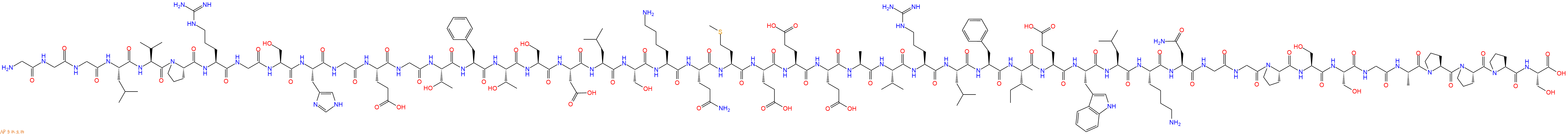专肽生物产品H2N-Gly-Gly-Gly-Leu-Val-Pro-Arg-Gly-Ser-His-Gly-Glu-Gly-Thr-Phe-Thr-Ser-Asp-Leu-Ser-Lys-Gln-Met-Glu-Glu-Glu-Ala-Val-Arg-Leu-Phe-Ile-Glu-Trp-Leu-Lys-Asn-Gly-Gly-Pro-Ser-Ser-Gly-Ala-Pro-Pro-Pro-Ser-OH