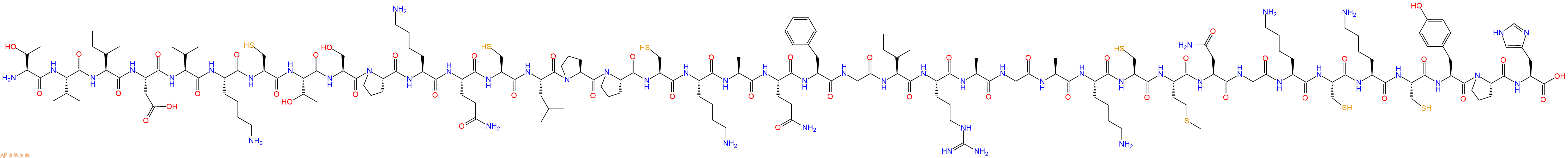 专肽生物产品H2N-Thr-Val-Ile-Asp-Val-Lys-Cys-Thr-Ser-Pro-Lys-Gln-Cys-Leu-Pro-Pro-Cys-Lys-Ala-Gln-Phe-Gly-Ile-Arg-Ala-Gly-Ala-Lys-Cys-Met-Asn-Gly-Lys-Cys-Lys-Cys-Tyr-Pro-His-OH