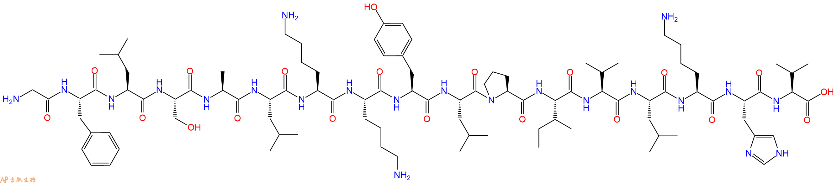 专肽生物产品H2N-Gly-Phe-Leu-Ser-Ala-Leu-Lys-Lys-Tyr-Leu-Pro-Ile-Val-Leu-Lys-His-Val-OH