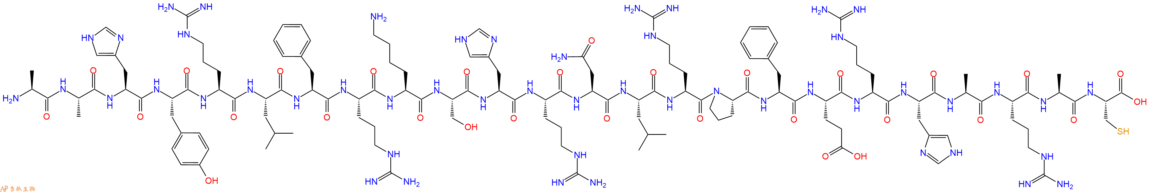 专肽生物产品H2N-Ala-Ala-His-Tyr-Arg-Leu-Phe-Arg-Lys-Ser-His-Arg-Asn-Leu-Arg-Pro-Phe-Glu-Arg-His-Ala-Arg-Ala-Cys-OH