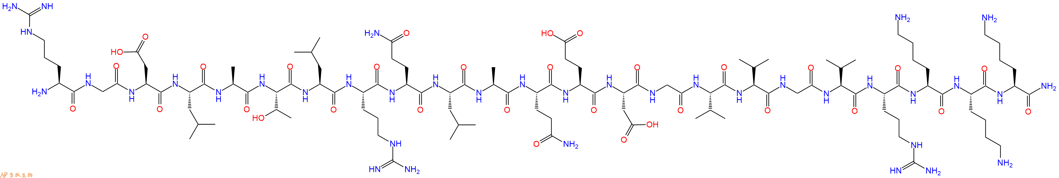 专肽生物产品H2N-Arg-Gly-Asp-Leu-Ala-Thr-Leu-Arg-Gln-Leu-Ala-Gln-Glu-Asp-Gly-Val-Val-Gly-Val-Arg-Lys-Lys-Lys-NH2